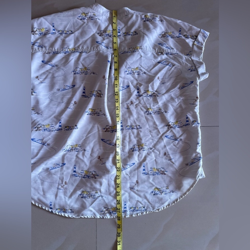 Lands End Shirt Large 14-16 Womens Hawaiian Tropical Rayon Camp Rayon , Viscose - Picture 6 of 15
